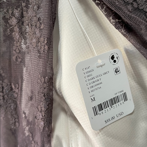 NWT Free People Intimately Women's Sheer Gray/Black Lace Maxi Dress M - Picture 3 of 3